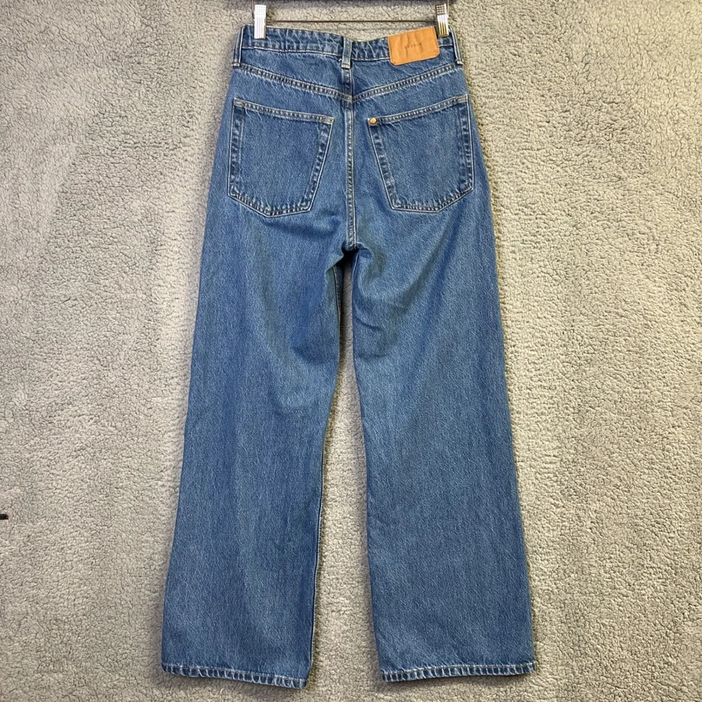H&M &Denim Jeans Women 4 Blue Denim Wide Ultra High Waist Medium Wash Retro 90s